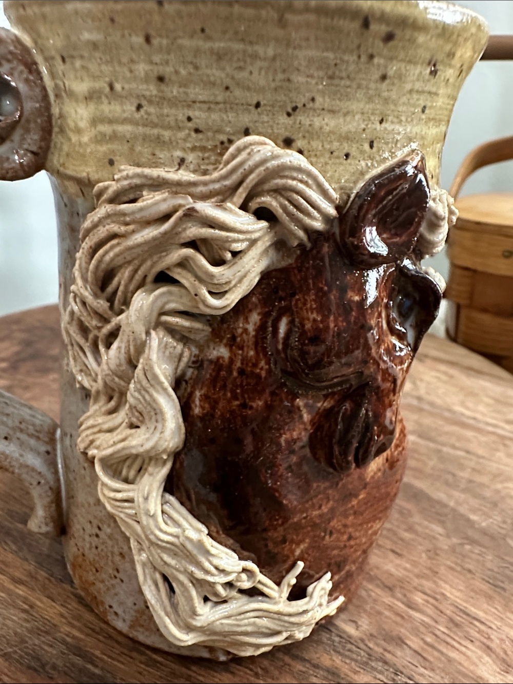 Vintage John Coiner Art Pottery Handmade Figural Unicorn Horse Mug Vessel - Picture 6 of 17